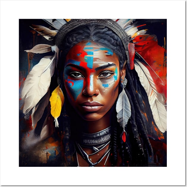 Powerful American Native Warrior Woman #2 Wall Art by Chromatic Fusion Studio